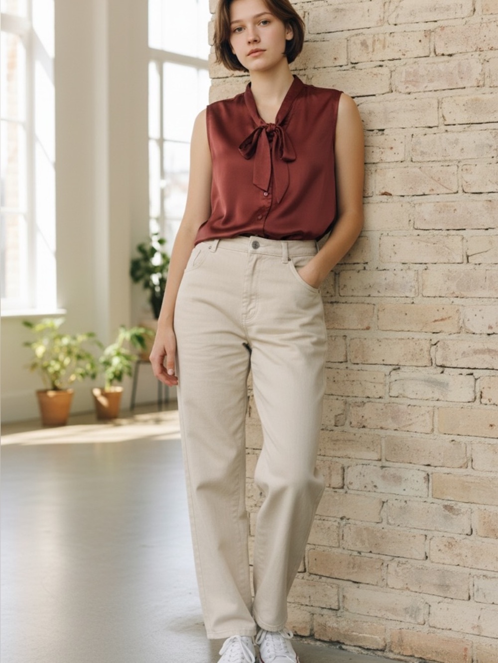 Elementz Sleeveless Satin Blouse XL | Rust Copper Silky Top - Picture 5 of 5